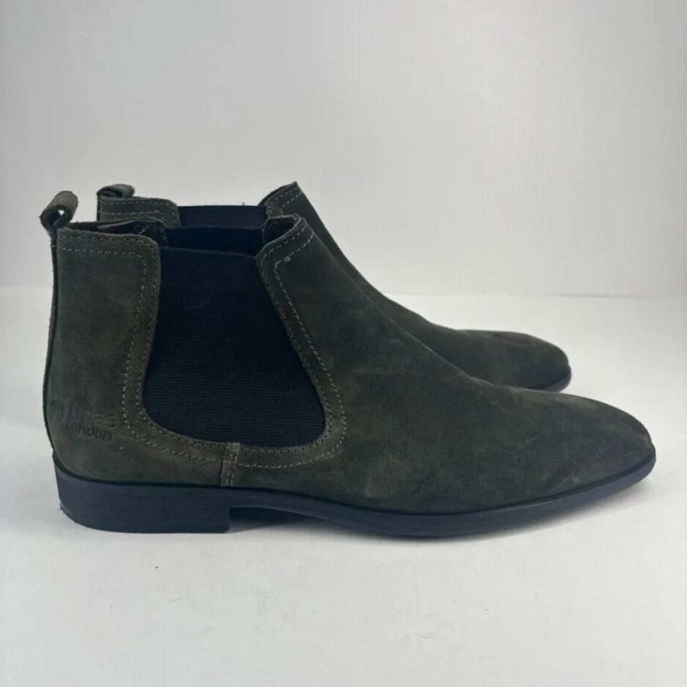 Base London Men's US 7 Saffron Suede Chelsea Pull-On Low Heel Casual Ankle Boots